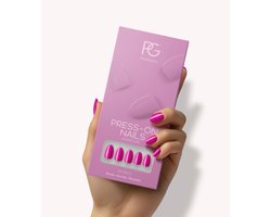 Pink Gellac Press On Nails - 368 Intense Plum - Round Small Plaknagels - 30 Press On Nagels Met Lijm, 30 Plakstickers, Cleaner Wipe, Nagelvijl, Woodstick en Size Matcher - Snel Aan Te Brengen Plak Nagels Kort - Voor 7-14 Dagen Mooie Nagels