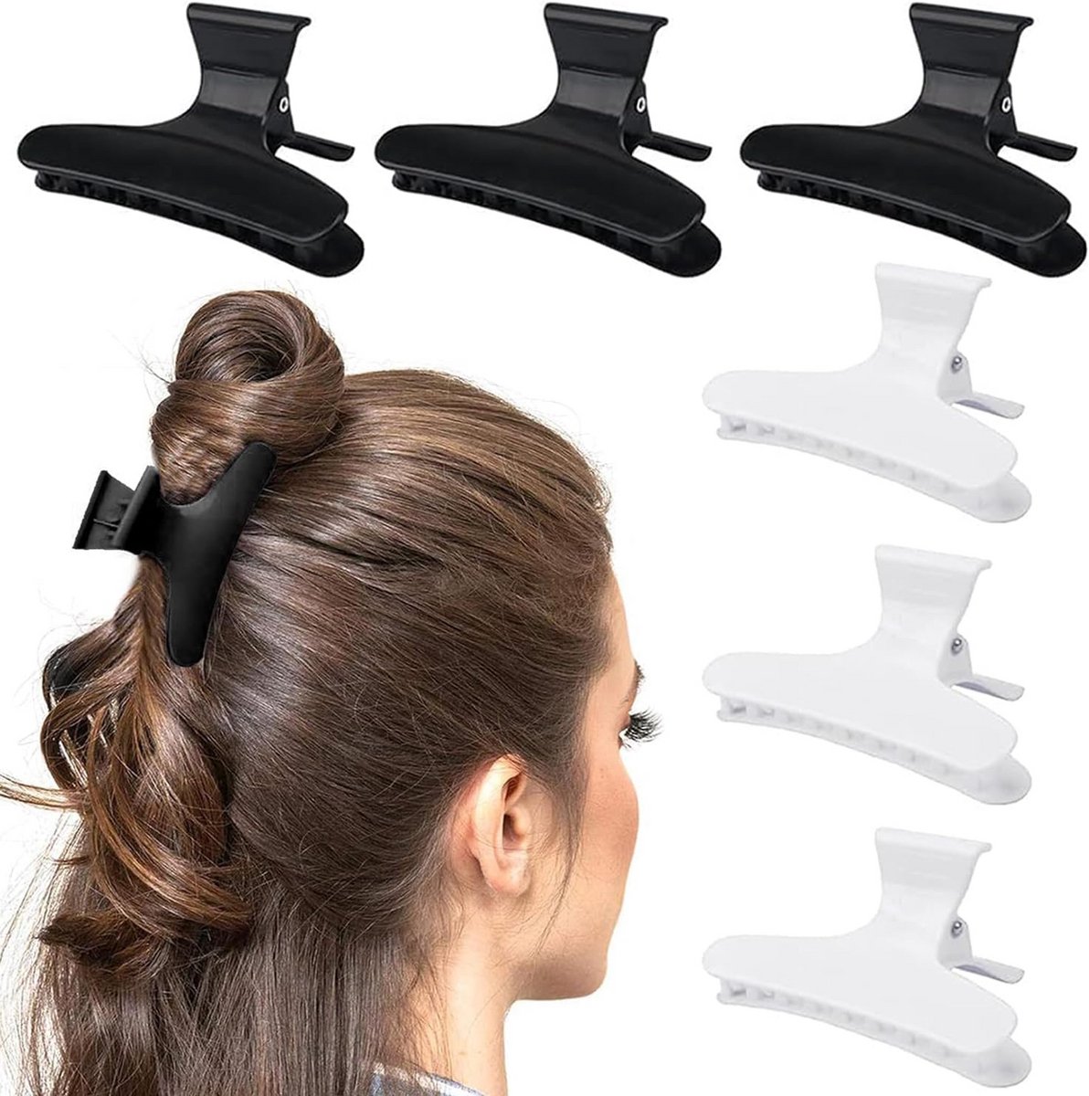 6 Stuks Vlinder Haarclips Zwart Wit voor Kappers en Styling