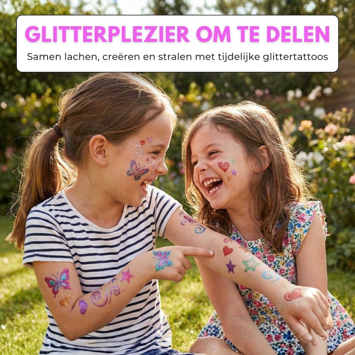 Boncy® XXL Glitter Tattoo Set - Schmink Tattoos Body Glitters - Incl. Sjablonen en Glitterstiften - Tijdelijke Nep Tatoeages Voor Kinderen & Volwassenen - Glittergel Gezicht - Temporary Kinder Gel Neptattoos - Plak Lijm Tatoeage - Neptattoo Haar Face — afbeelding 3