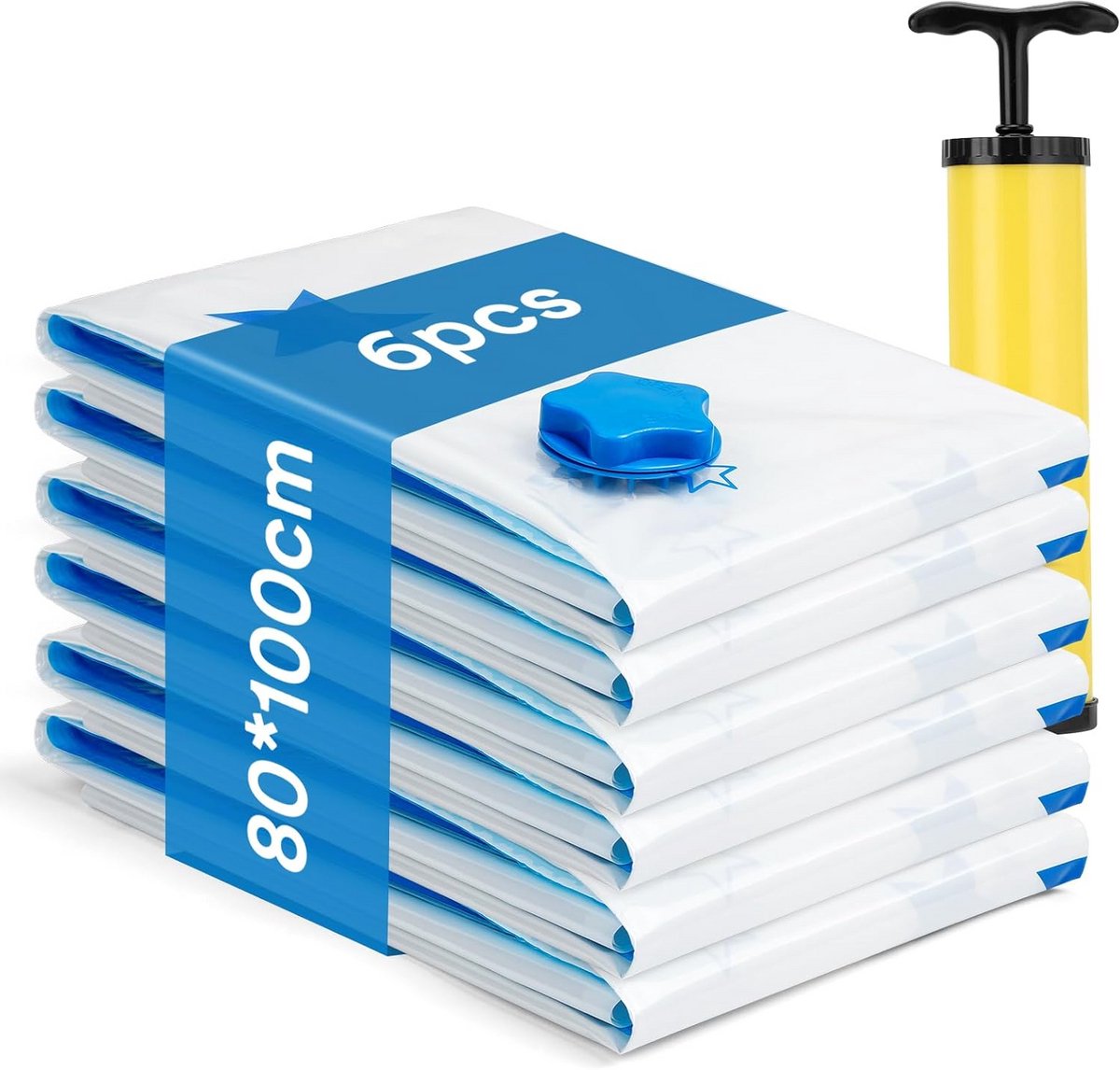 6x XL Vacuüm Opslagzakken 80x100 cm voor Kleding, Deken en Beddengoed