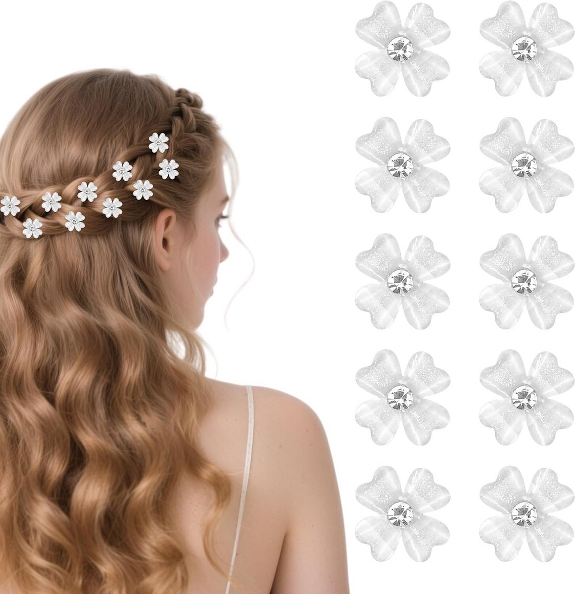 Set van 10 Kleine Bloem Haarspelden voor Bruid en Feestkapsels