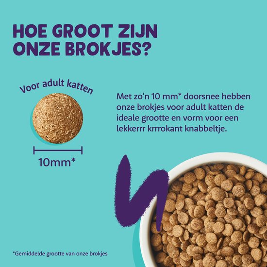 Kibble maat 10mm, ideaal voor volwassen katten.