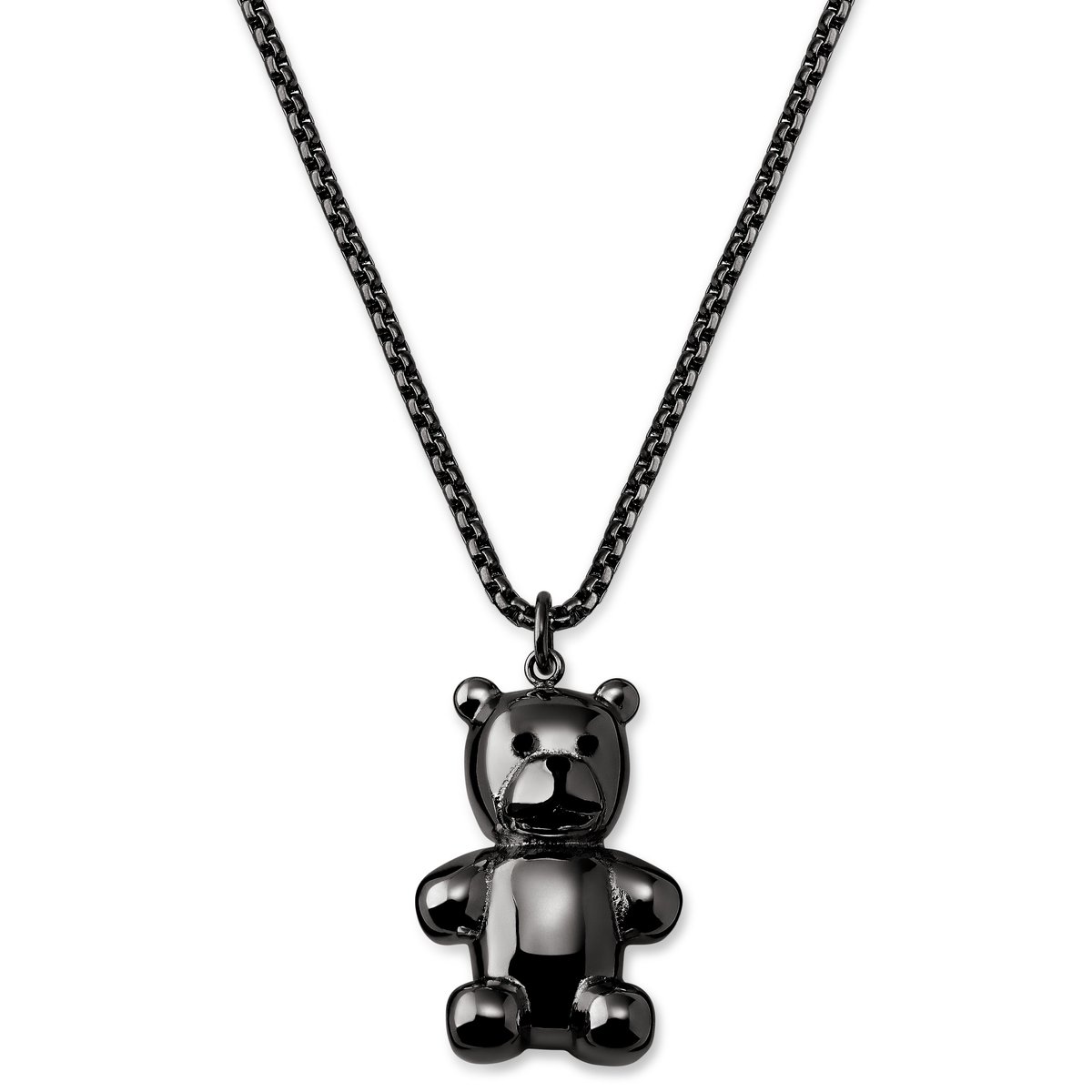 Egan | Zwarte Ketting van Roestvrij Staal met Teddybeer Hanger