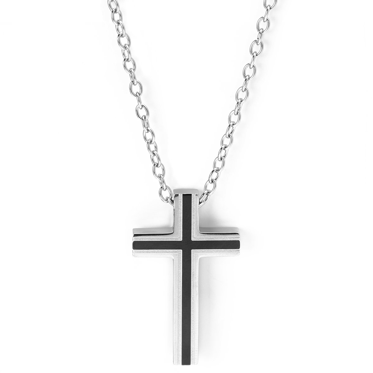 Zwart Omlijste Kruisketting