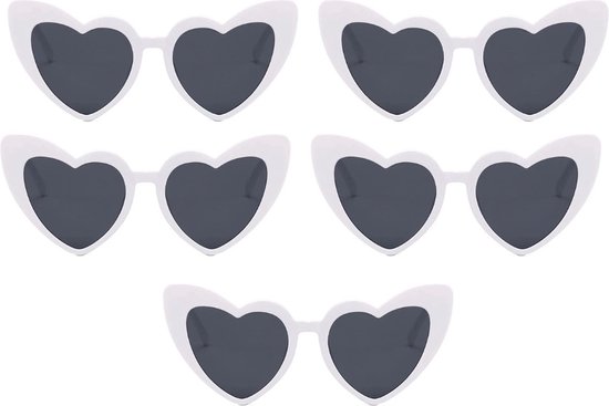RANO® - 5x Lunettes de Hartjes - Wit - future mariée / enterrement de vie de jeune fille / party de jeune fille / enterrement de vie de jeune fille / coeur forme coeur lunettes coeurs
