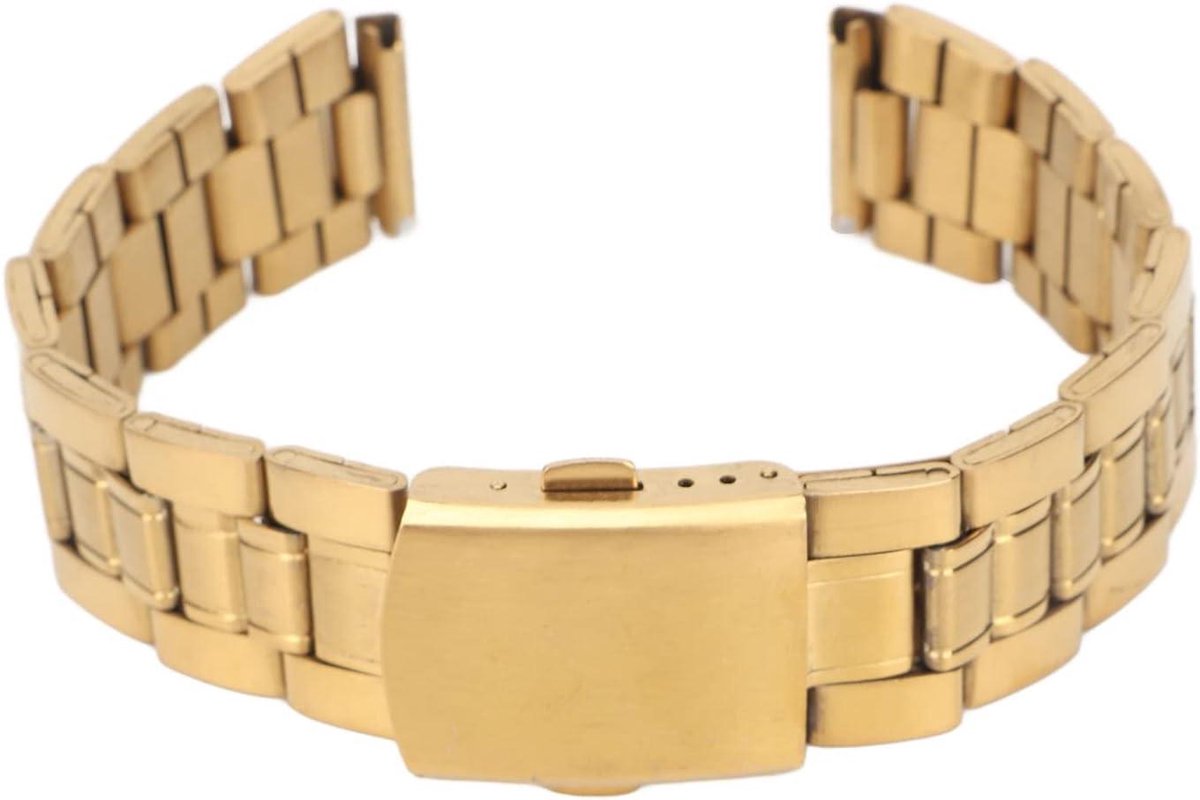 Allecto- RVS horlogeband - Dubbele sluiting - Gouden - Vervangende horlogeband - Smartwatch - Dames - 20mm - Bescherming - Metaal