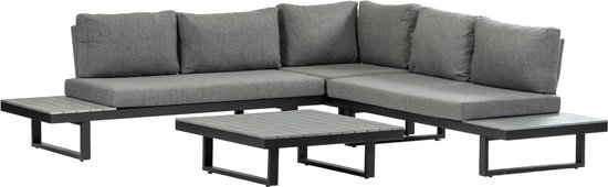Plateau Loungeset Hoedspruit | 4 pièces | Gris | Aluminium & Polywood