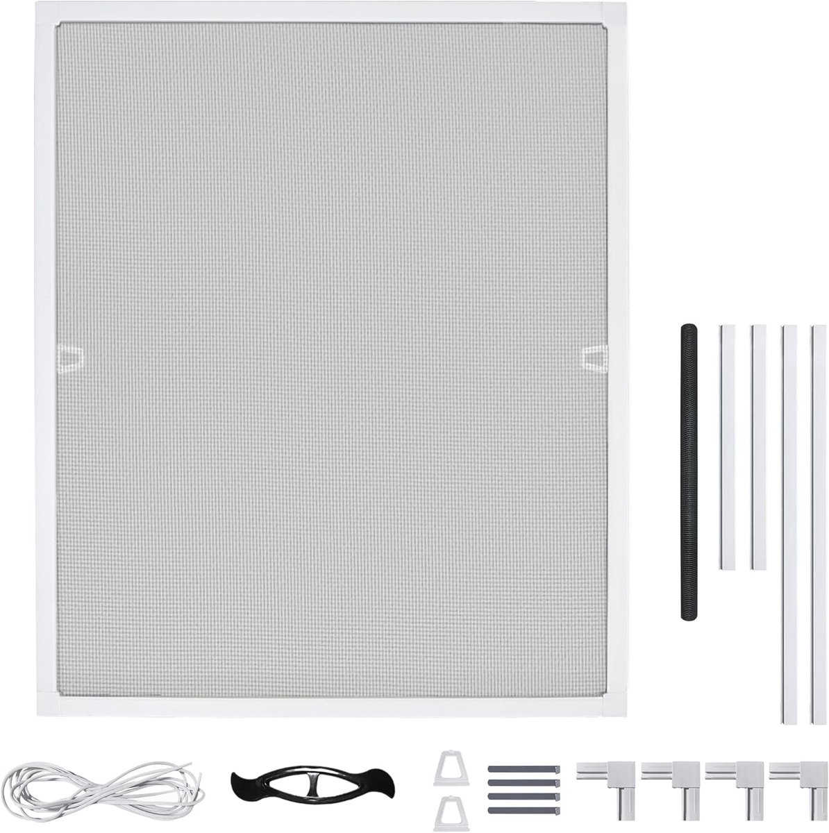 Vliegengaas voor Raam met Wit Aluminium frame, 100x120cm Insectenbescherming Vliegennet Raam Zonder Boren, UV-bestendig & Uittrekbaar Muggengaas Vliegenbescherming, NAIZY