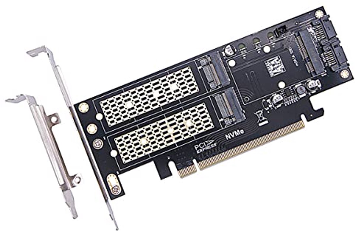 3 in1 Harde Schijf Uitbreidingskaart M.2 PCIE Adapter MSATA naar PCIE 16x Converter met Baffle en SATA-kabel