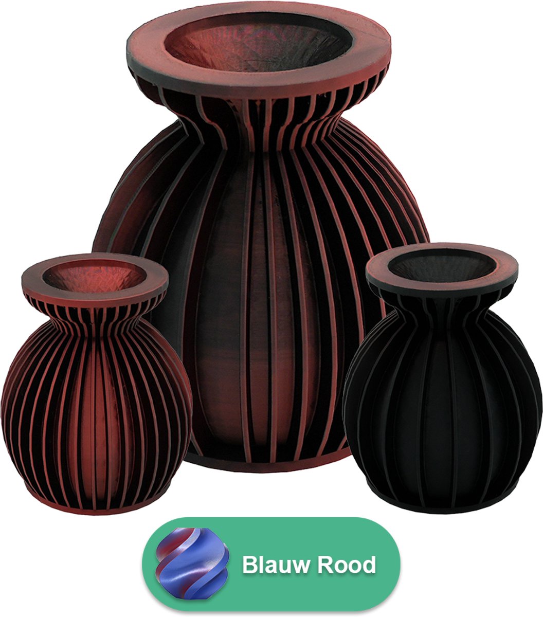 Lovora Elin moderne vaas – Decoratieve vaas - Blauw / Rood - 3d geprinte vaas – geschikt voor droogbloemen - 25CM