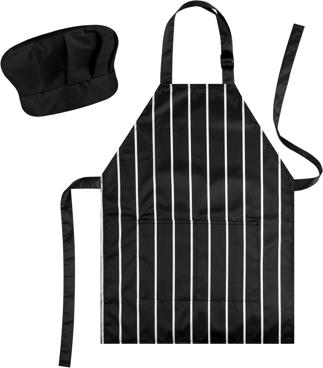 Kinder Schort en Muts Set met 2 Zakken voor Koken, Bakken en Knutselen