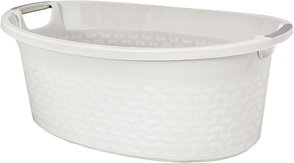 Ovale Wasmand met Handvatten 60 Liter in Wit