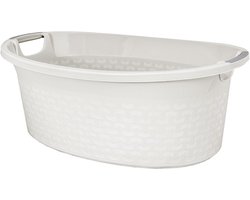 Ovale Wasmand met Handvatten 60 Liter in Wit