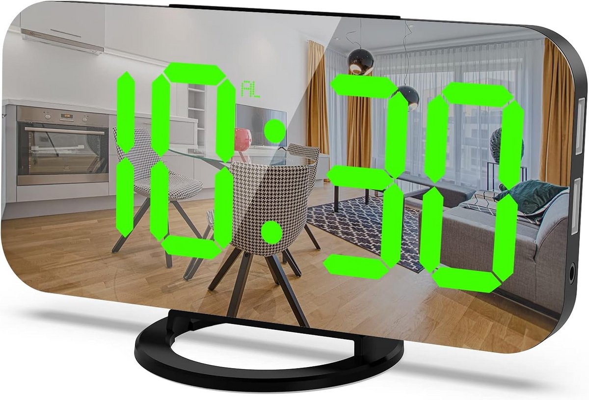 Digitale Wekker met Groot LED Display en Dubbele USB Oplader