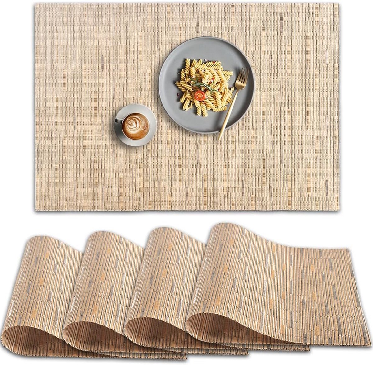 Set van 4 PVC Placemats - Antislip & Hittebestendig - Wasbare Tafelmatten 45x30 cm