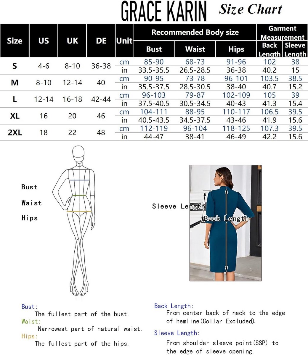 Elegante Bodycon Midi Jurk voor Dames met V-Hals en 3/4 Mouwen - Zakelijk en Cocktail