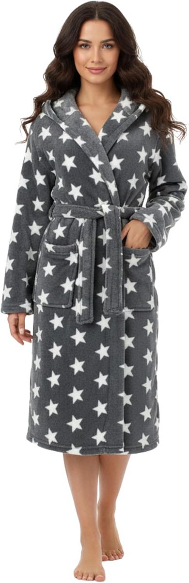 Dames Badjas met Sterrenprint en Capuchon - Zacht en Comfortabel