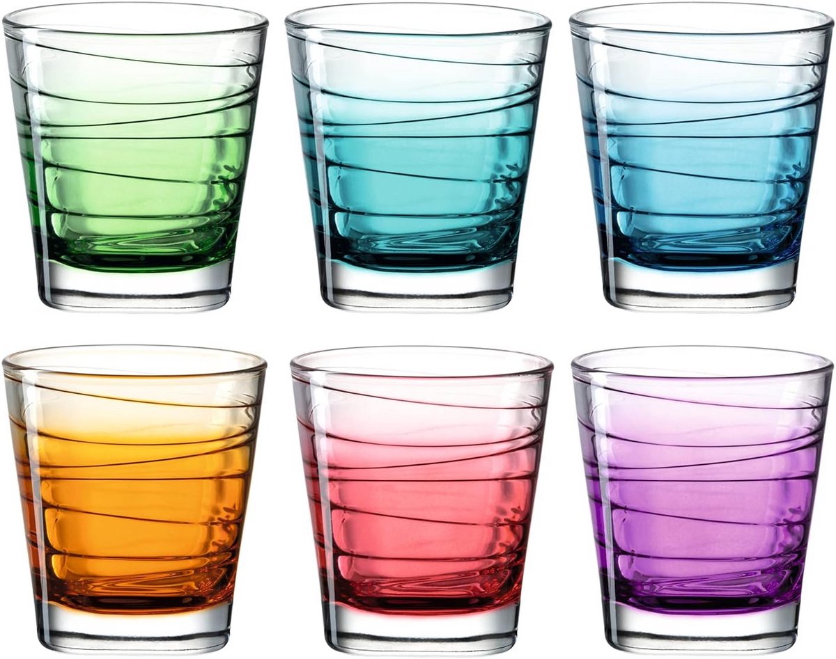 Set van 6 kleurrijke drinkglazen met kleurverloop 250 ml