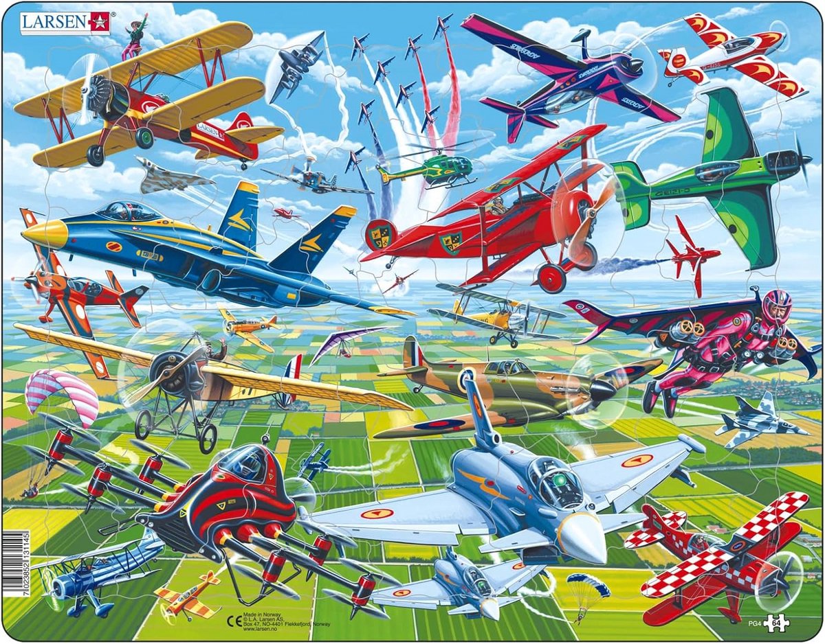 Frame Puzzel 64 Stukjes: Dappere Piloten en Diverse Vliegtuigen