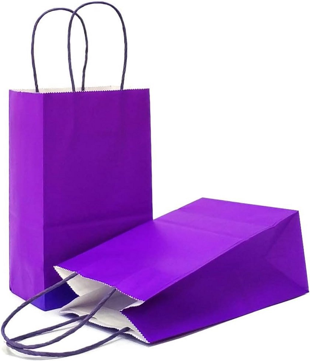 Set van 12 Grote Paarse Kraft Cadeauzakken met Handvatten - Ideaal voor Feestjes en Cadeaus