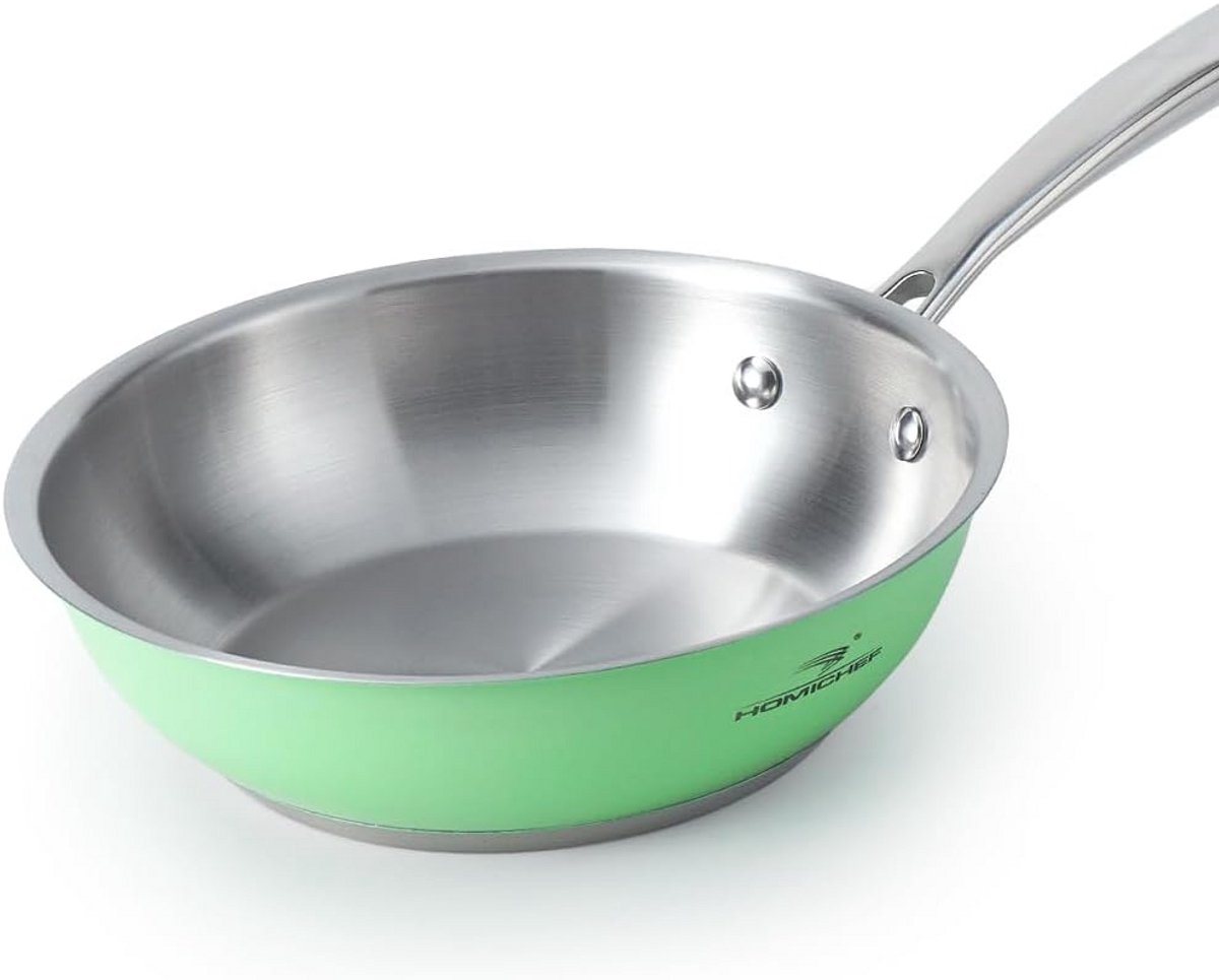 Nickelvrije Koekenpan 24 cm Mintgroen Matte Rvs Voor Inductie