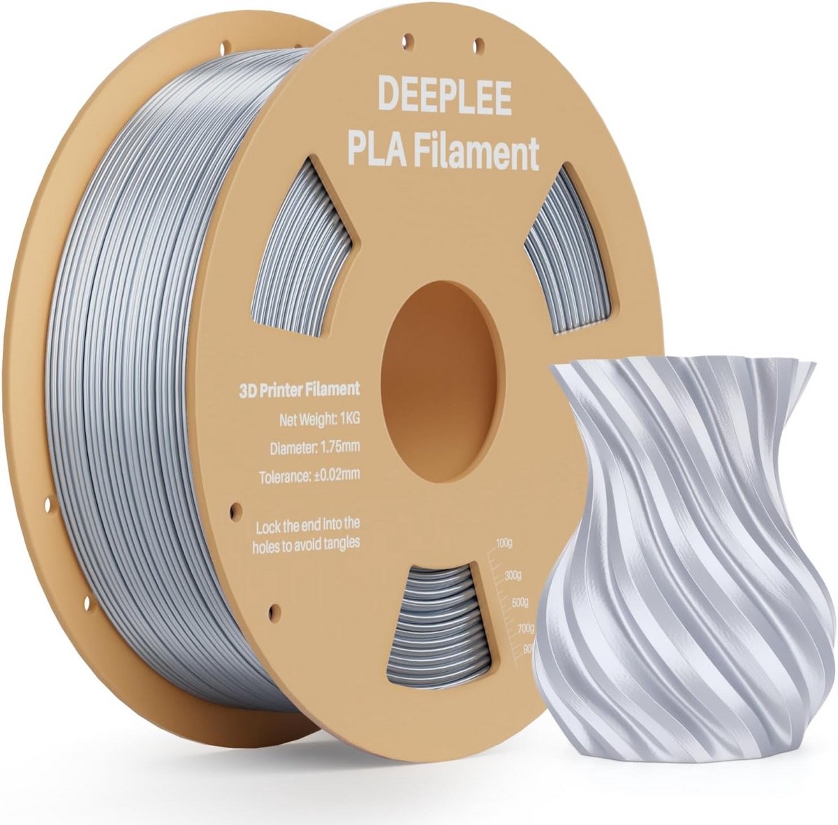 Glanzend Zijde PLA Filament 1.75mm - 1kg - Zilver - Hoge Precisie 3D Printer Materiaal