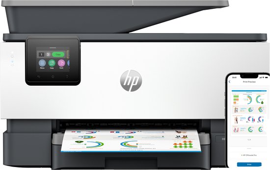 HP OfficeJet Pro 9120 All-in-One Printer, Kleur, Printer voor Kleine en middelgrote ondernemingen, Printen, kopiëren, scannen, faxen, Wireless; Automatic document feeder; Two-sided printing; Two-sided scanning; Touchscreen; Fax