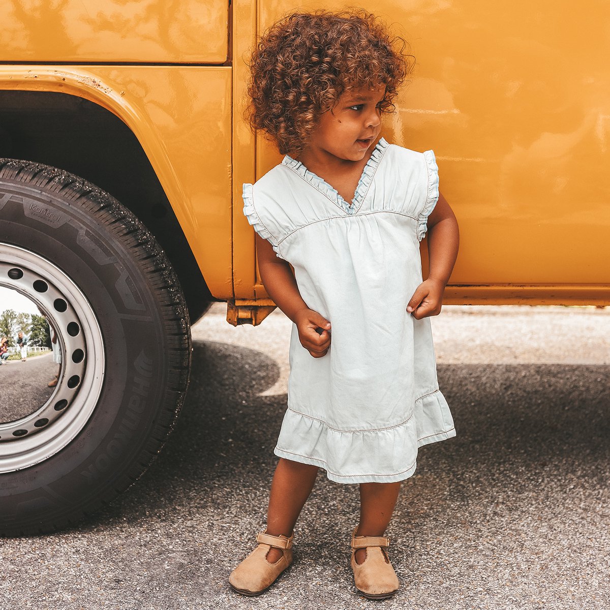 Your Wishes Chambray Ruffle Dress Meisjes - Jurk - Lichtblauw - Maat 92
