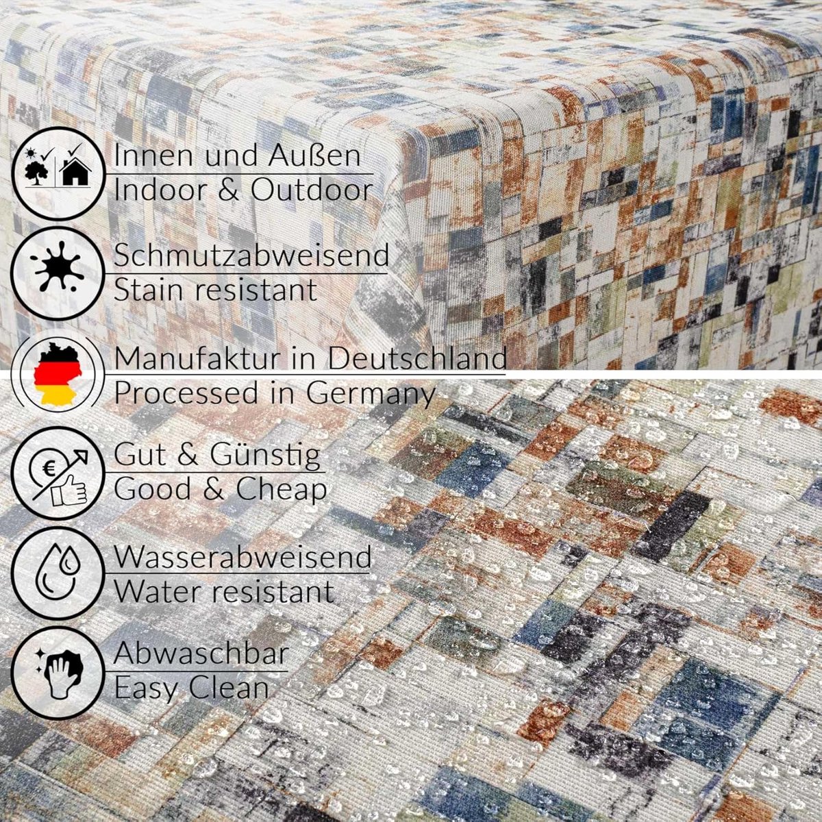 Waterafstotend Katoenpolyester Tafelkleed Ovaal 180x140cm Krokantvrij en Afwasbaar