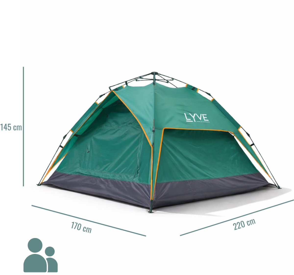 Lyve Pop-Up Tent - 2-Persoons XL - Verduisterend - 5000mm Waterdicht - 30s Opzetten & Afbreken - Groen – foto 5
