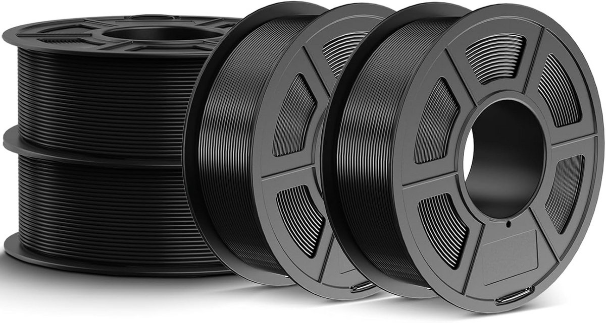 PETG Filament 1.75mm Zwart – 4.4kg (4 Rollen) – Sterk & Duurzaam voor FDM 3D Printers