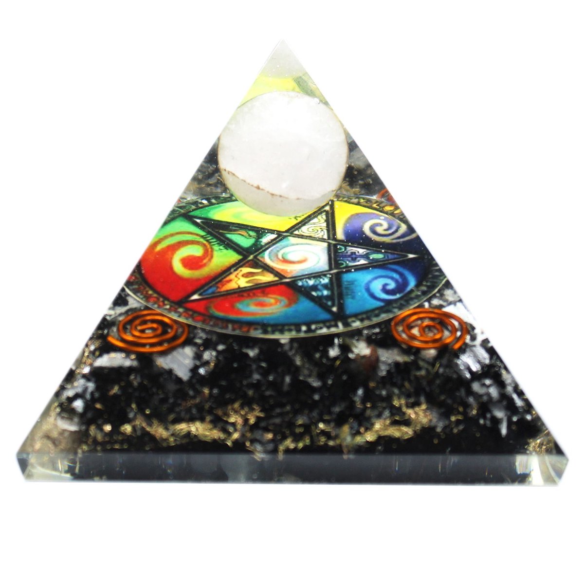 Ancient Wisdom Orgonite Piramide - Middernacht Pentagon - 70mm multicolor