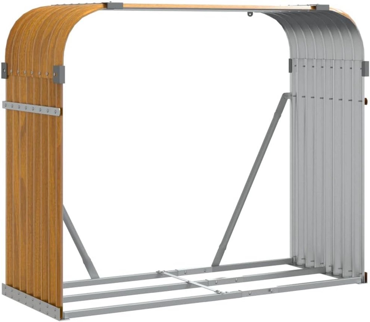 Robuuste Haardhoutopslag 120x45x100 cm - Gegalvaniseerd Staal met Houtlook