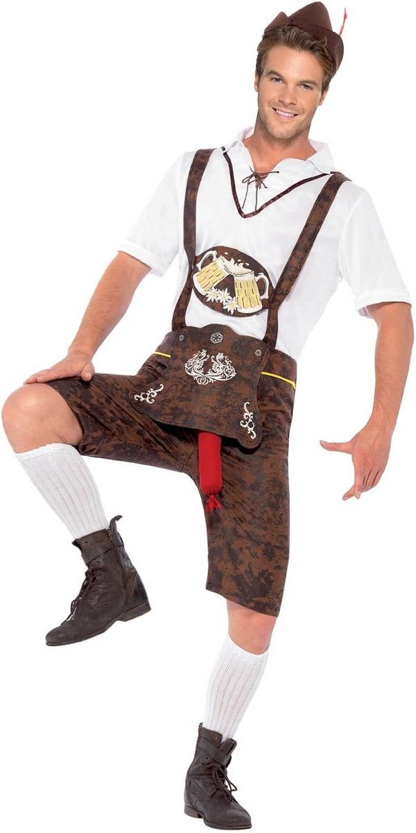 Herencostuum Worst Thema Feestverkleed Kostuum met Lederlook Broek en Hoed