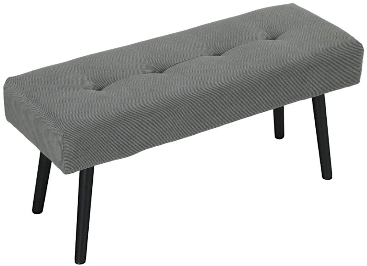 Merax Corduroy Zitbank Met Getuft Design - Polsterbank Voor Slaapkamer Hal En Woonkamer - Bettbank Met Metalen Poten Met Poedercoating - Vloerbescherming Met Voetdoppen - Belastbaar Tot 220 Kg - Grijs - 100 X 36 X 45 Cm