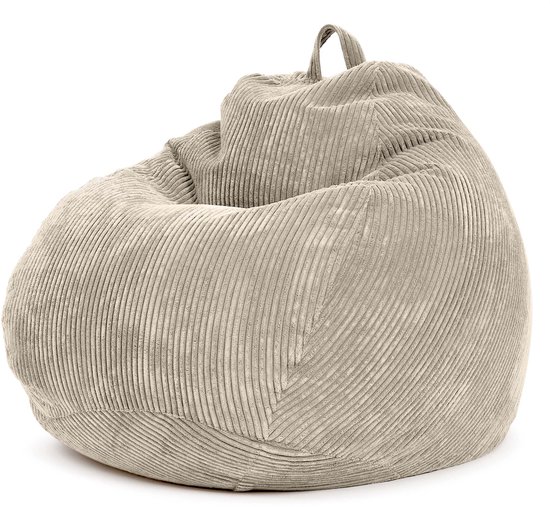 Pouf d'intérieur Green Bean® « Scoop » 90 x 110 cm avec garnissage en granulés EPS - Tissu velours côtelé, doux, lavable - Beige