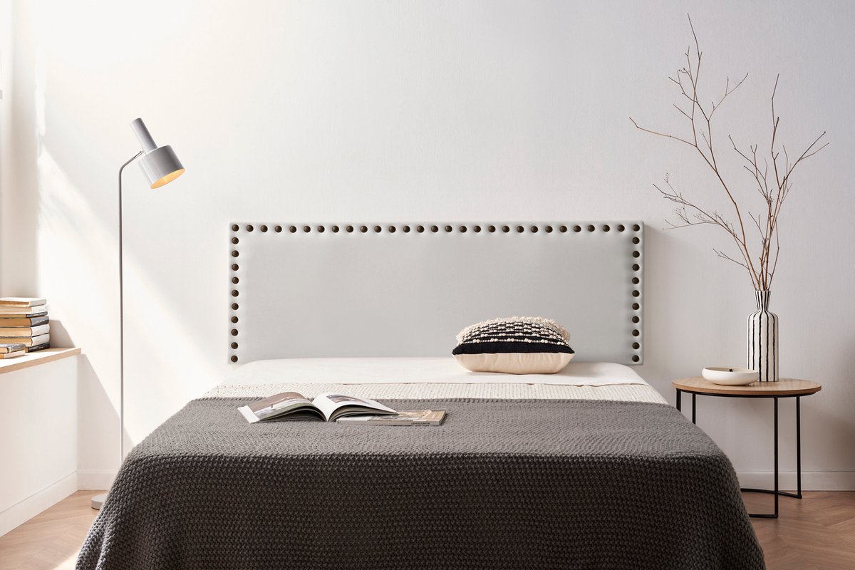 Moonia Hoofdbord - Kunstleer - Lichtgrijs - Elegant en Duurzaam - 115x55x8 cm - Gemakkelijk op te hangen