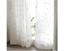 Voile Gordijnen 2 Panelen Set Wit Transparant Raambekleding met Haken