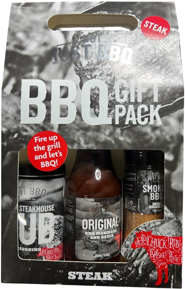 BBQ Giftset Steak, 3 delig + Chipotle Hot Sauce 130 gr