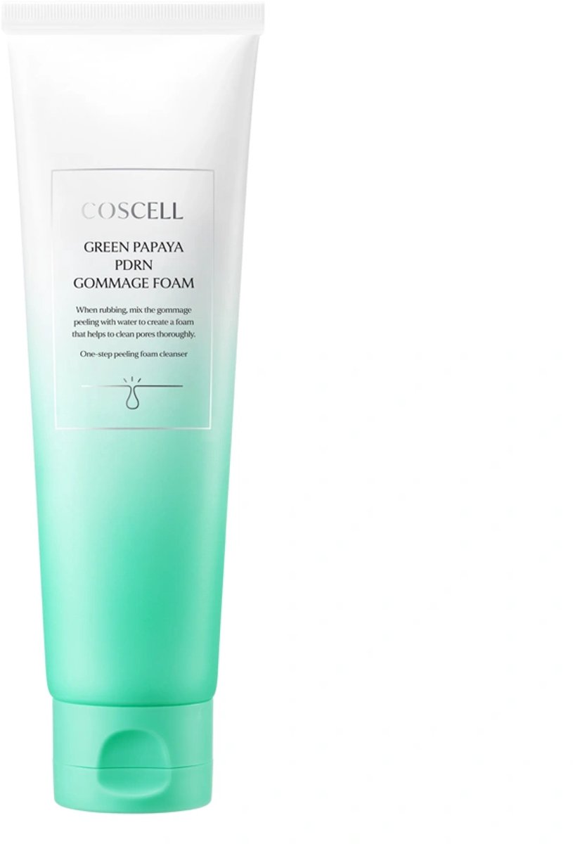 Coscell Groene Papaja PDRN Gommageschuim / Reinigingsschuim voor het gezicht 120 g