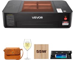 VEVOR Co2-Lasergraveermachine 55w, Lasersnijmachine 500x300 mm, Tafelmodel met 16 Mp-Camera, Waterpomp En Roterende As, Compatibel met Lightburn, Coreldraw En Rdworks, voor Hout, Acryl En Glas