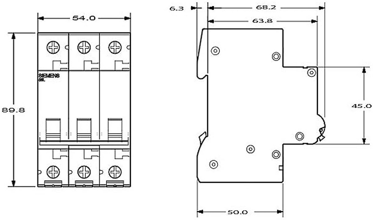 Automatische stroomonderbreker MCB Eco-Line 3-polig 16A type C 400V 6kA 10 stuks