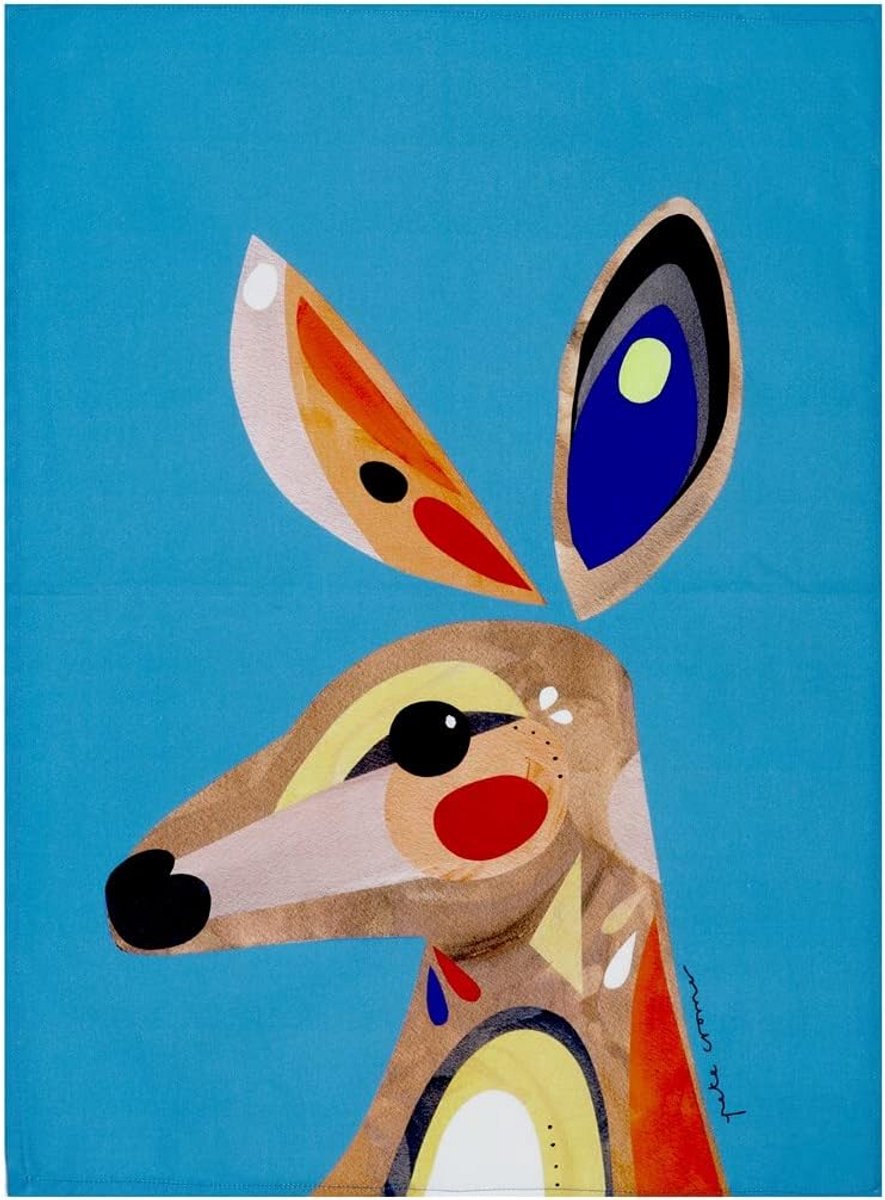 Katoenen Theedoek met Australische Kangoeroe Print - 70x50 cm