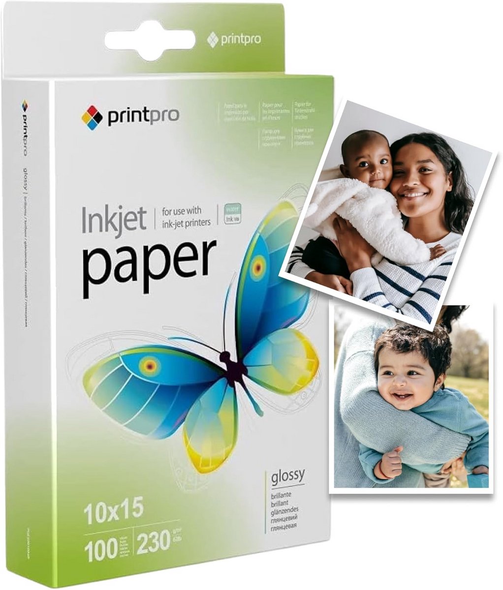 Fotopapier 10x15 230 g/m² 100 vel hoogglans sneldrogend, geschikt voor alle inkjetprinters