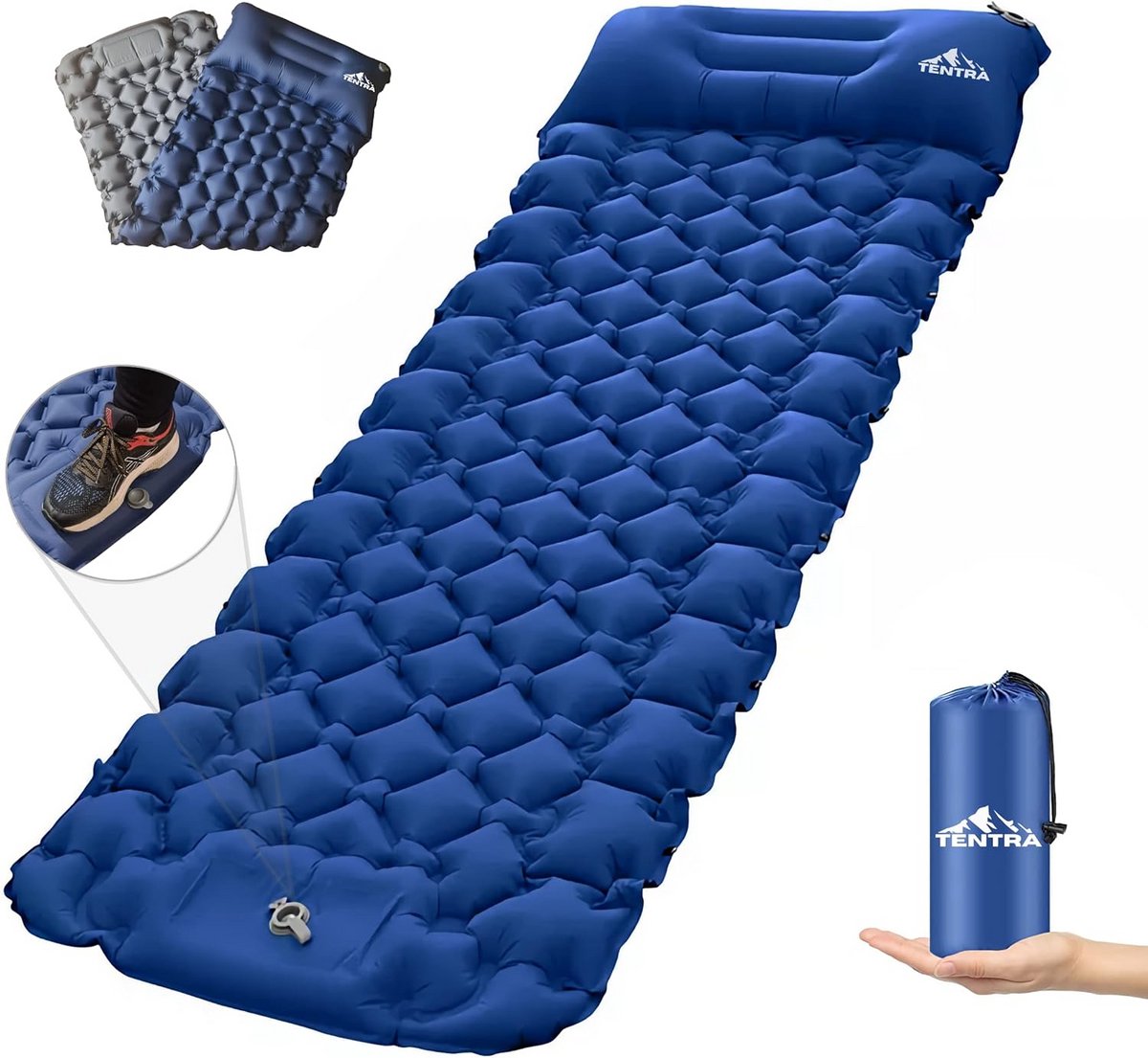 Eldergewicht zelfopblazende campingmat met voetpomp - Waterdichte slaapmat voor kamperen