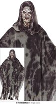 Grijze spookponcho voor heren, weergegeven met inzetstuk.