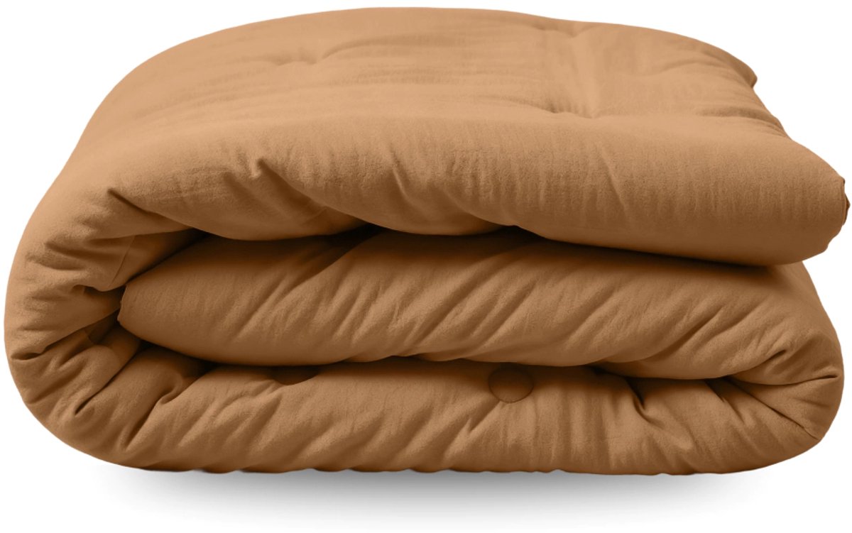 Zelesta Japandibed Katoen Mousseline - Dekbed zonder overtrek katoen - Wasbaar dekbed - Met vaste overtrek - Terra - 200x200cm