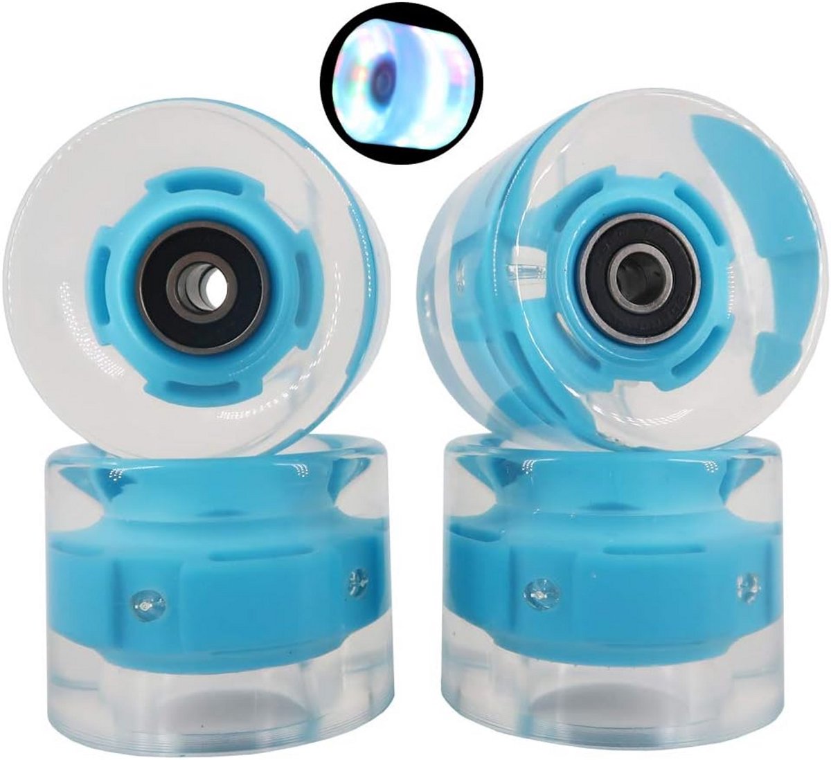 LED Skateboardwielen 60mm met Lagers - Set van 4 Cruiser Wielen