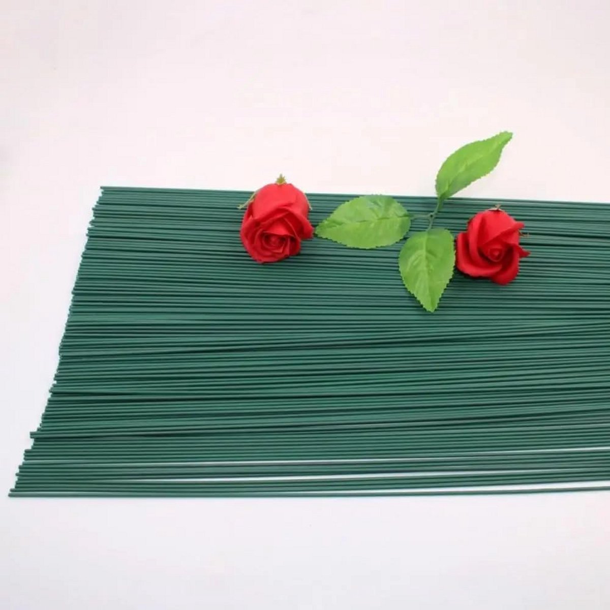 100x Bloemendraad Groene Steeldraad 2mm x 30cm - Steunmateriaal voor Kunstbloemen en Knutselwerk