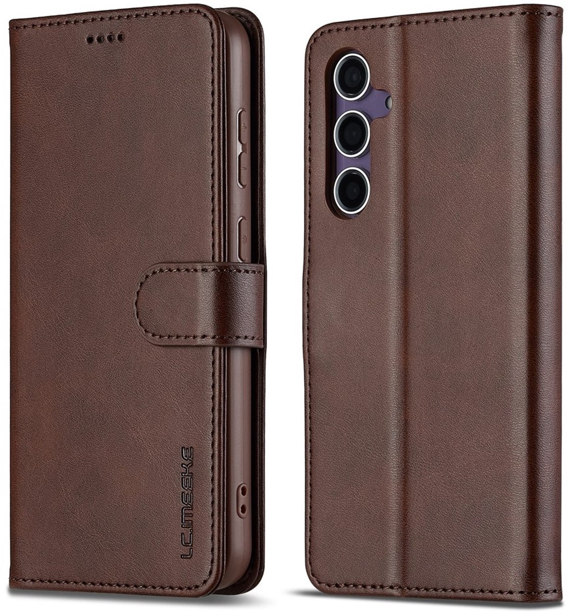 LC.IMEEKE Hoesje - Geschikt voor Samsung Galaxy A57 Hoesje - LC.IMEEKE Luxe Book Case - Donkerbruin